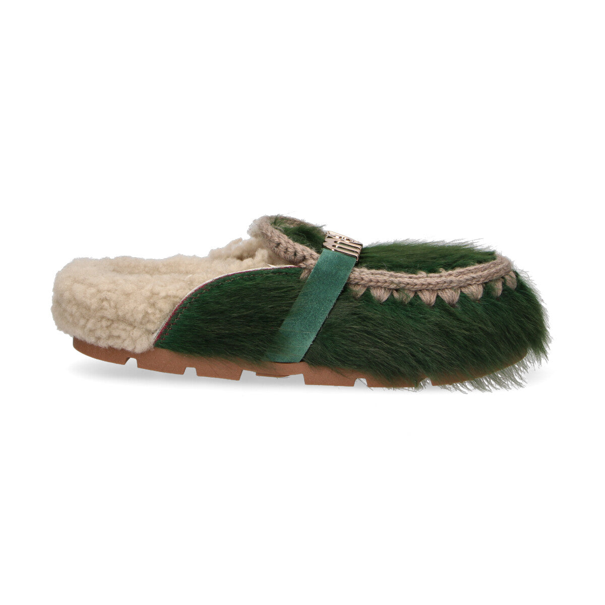 Mou ciabatta Winter Bio Slide Long Hair Ponyskin verde