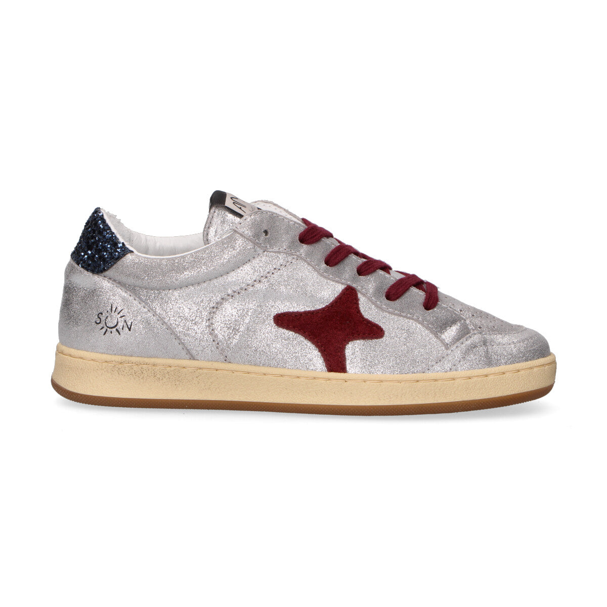 Ama Brand sneaker in pelle laminata argentata
