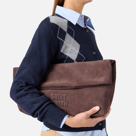 Mc2 Saint Barth Suede Maxi Pouch marrone