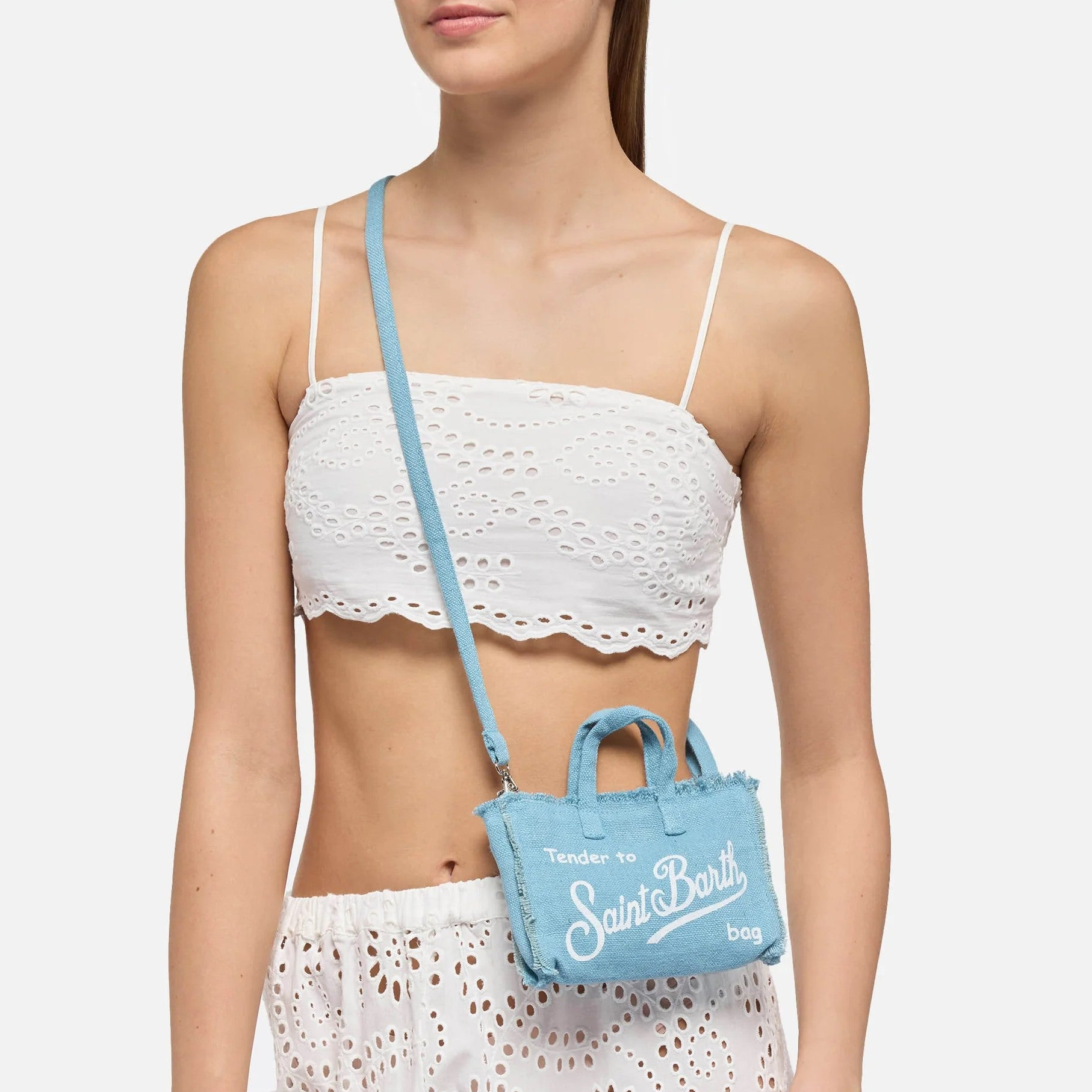 Mc2 Saint Barth phone bag in lino azzurra