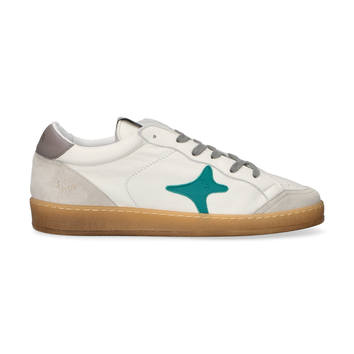 Ama Brand sneaker Sun in pelle bianca verde