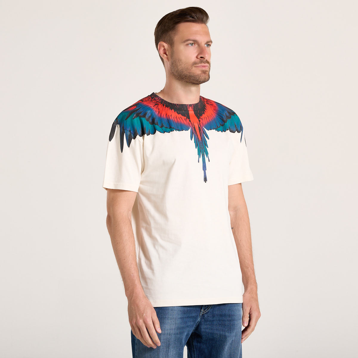 Marcelo Burlon t-shirt girocollo stampata panna