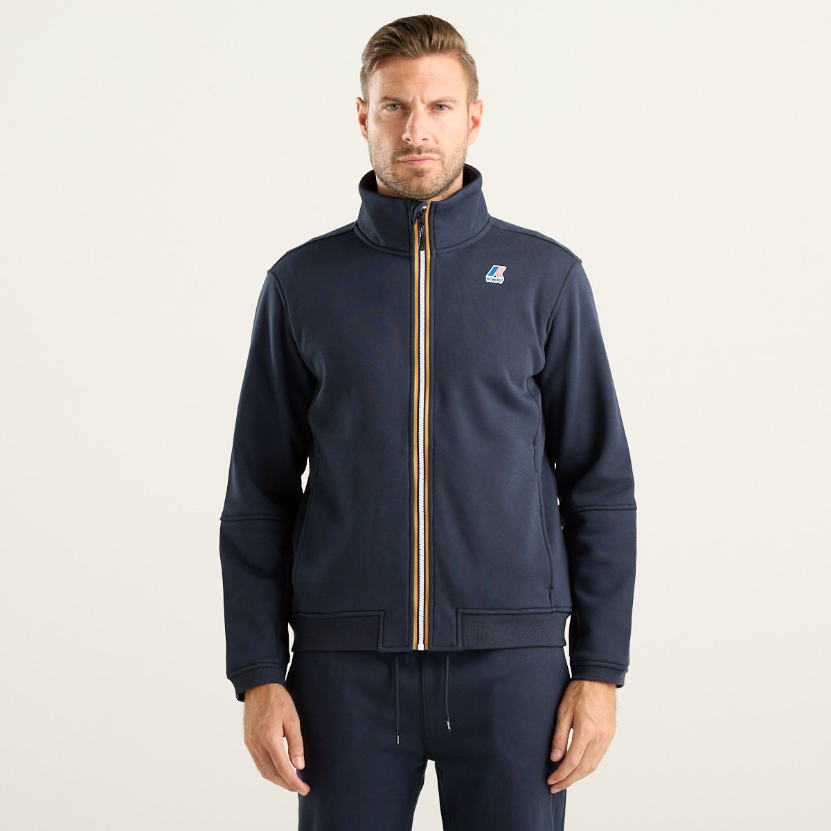 K-Way Pepin Brushed Felpa Uomo Full Zip Blu Scuro