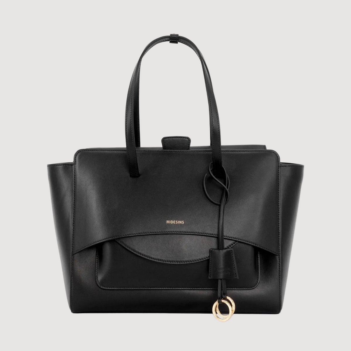 Hidesins borsa a mano Flap L in pelle nera