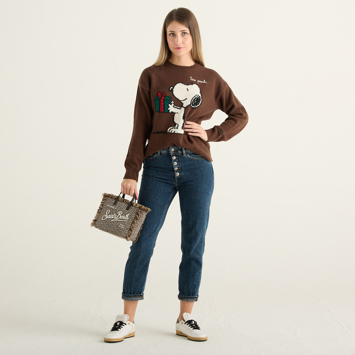 MC2 Saint Barth Maglione Donna Marrone con Snoopy
