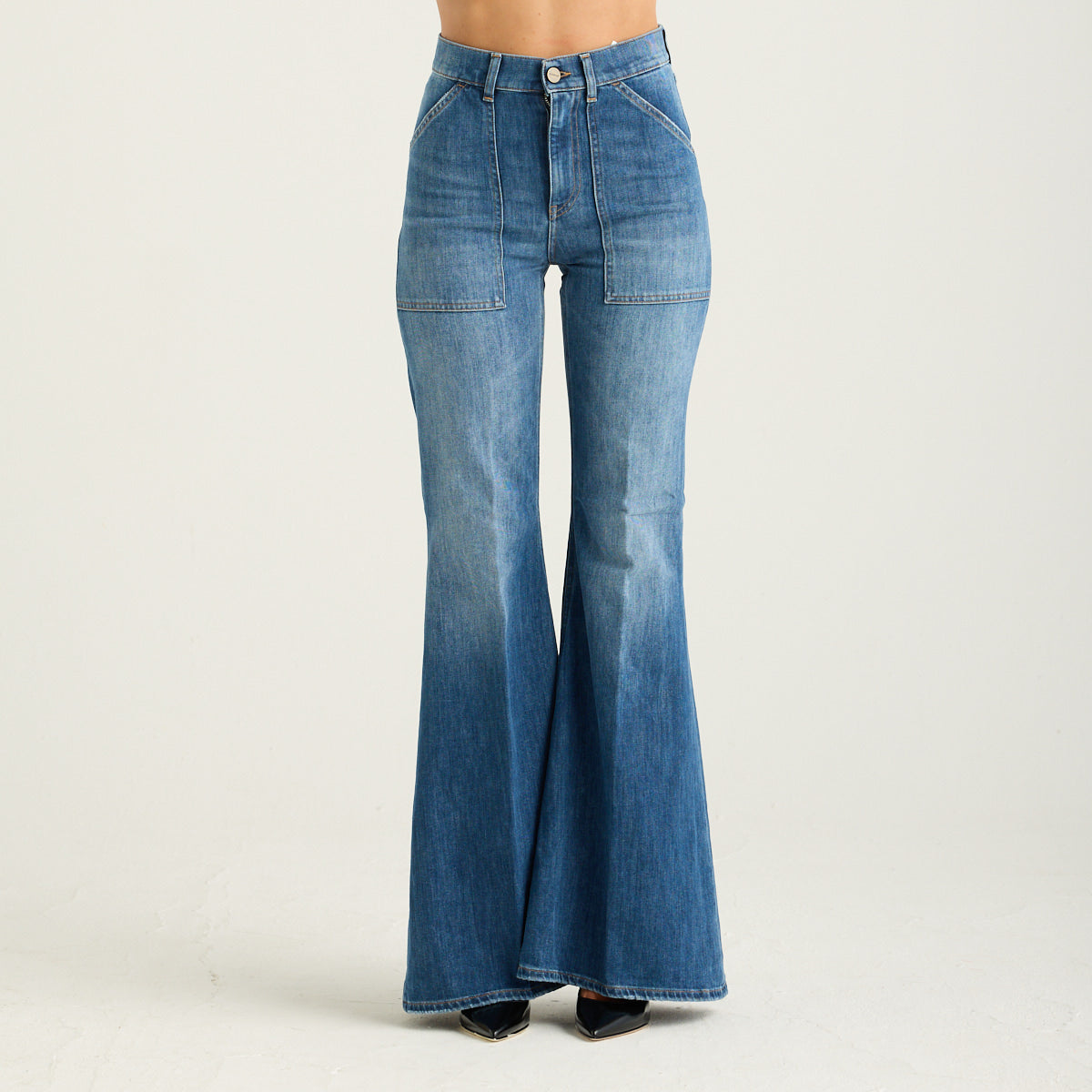 Dondup jeans ariana a zampa 5 tasche denim blu
