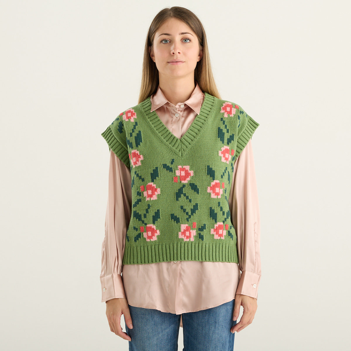 Weekend Max Mara – Gilet Alamaro verde floreale