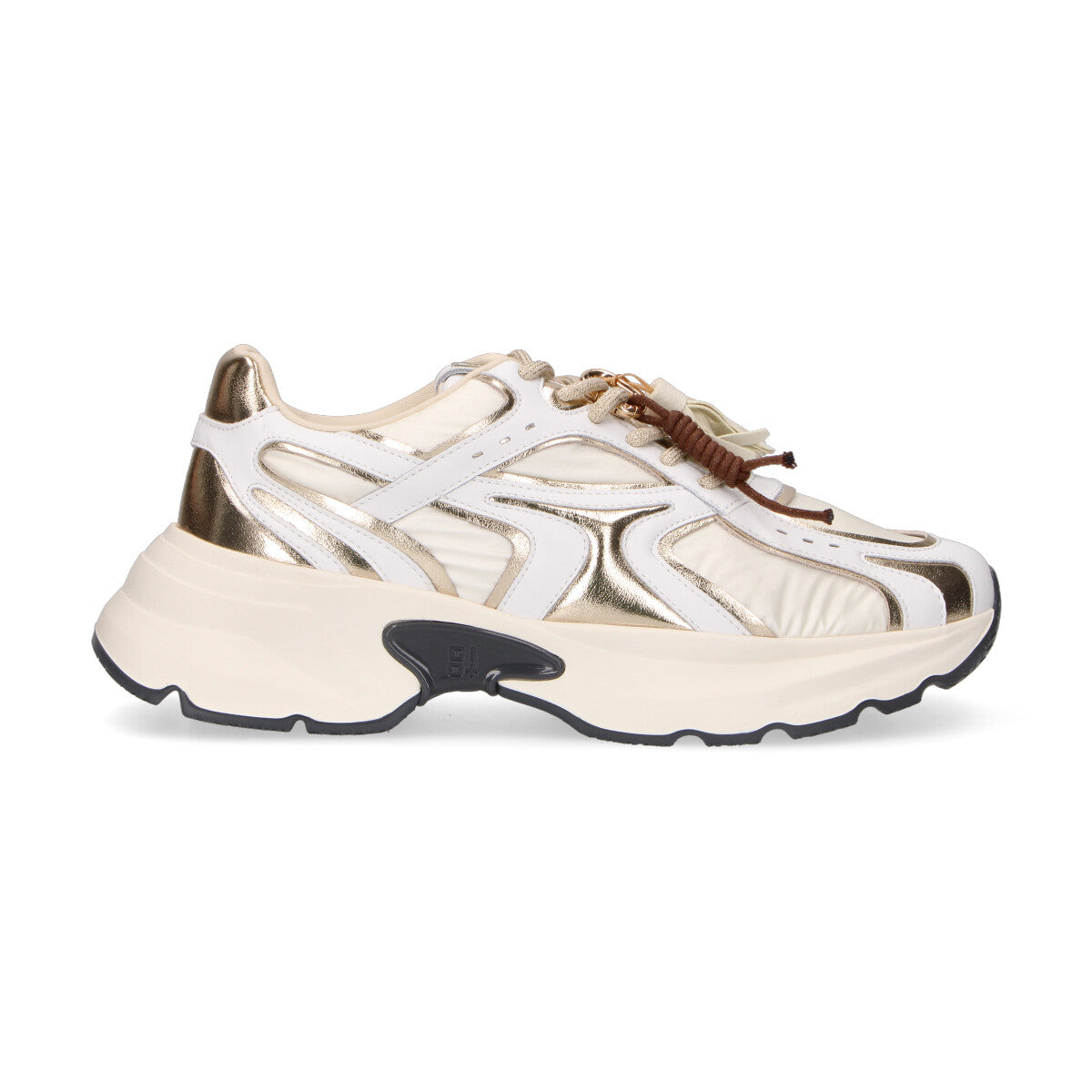 Gio+ sneaker Dalia in pelle e nylon bianca