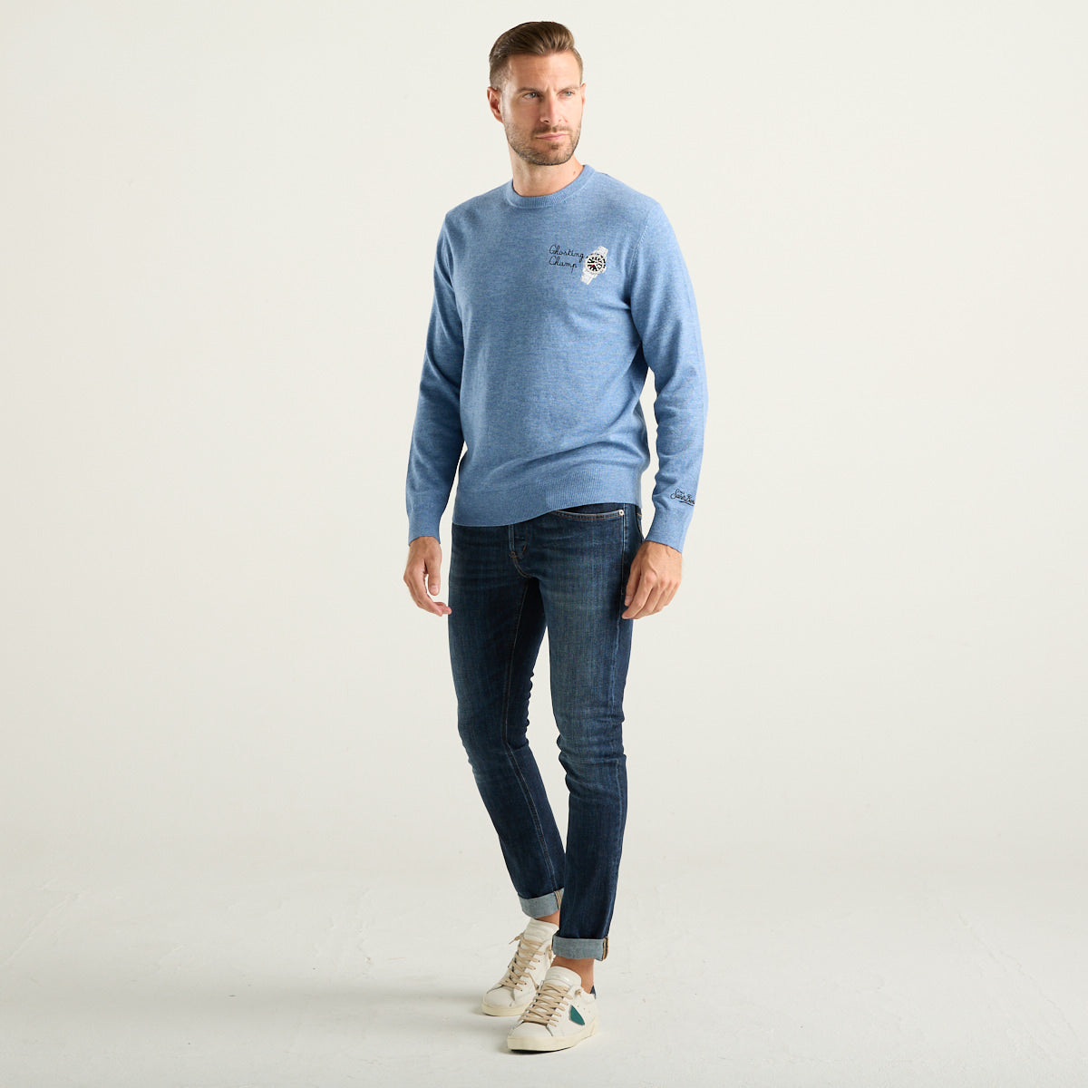 MC2 Saint Barth Heron Light Maglione Uomo Celeste Ghosting Champ