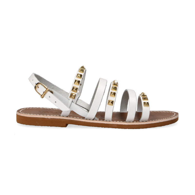 LeSalentine sandalo borchie pelle bianco