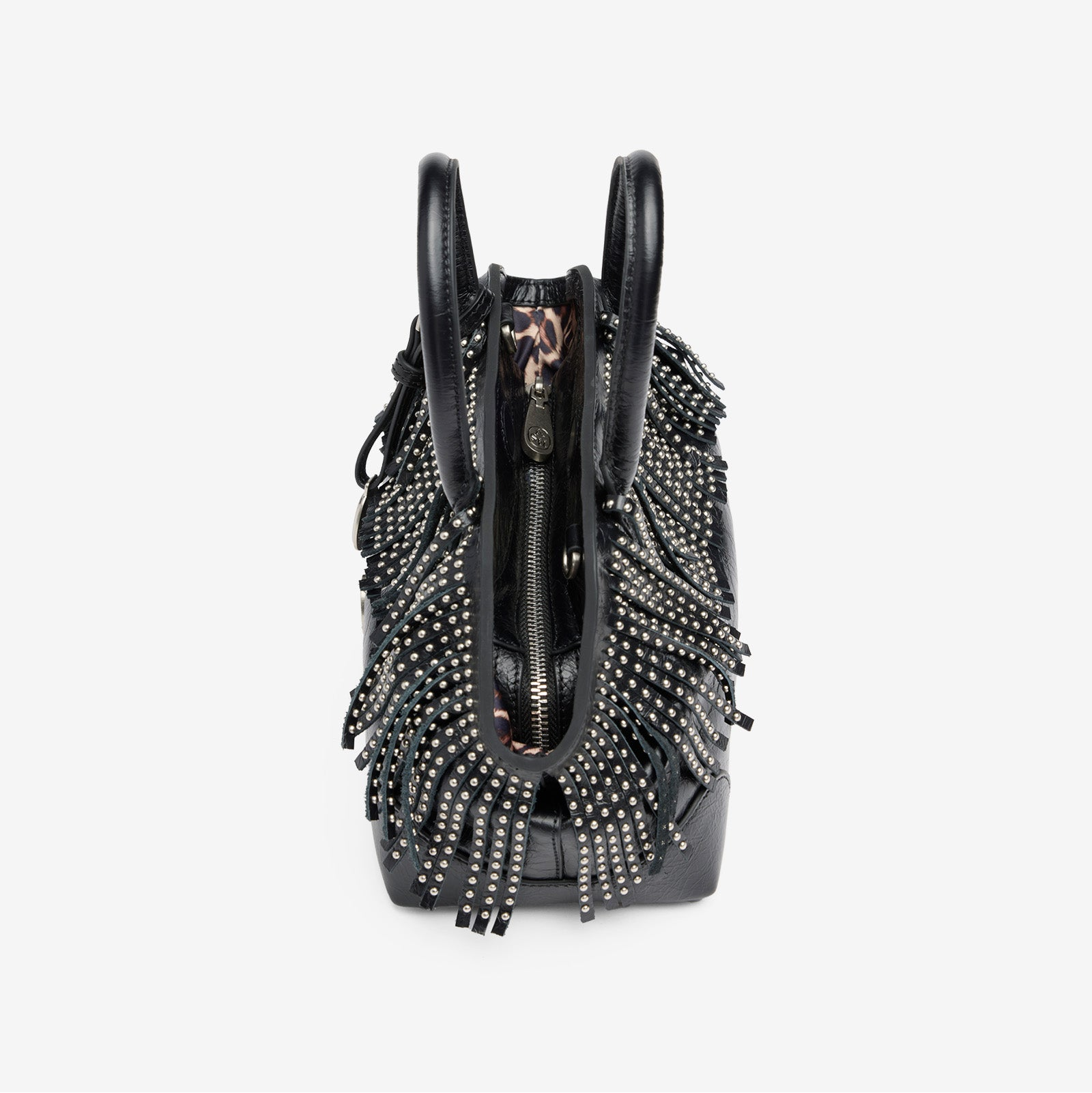 Ash borsa josephine fringe in pelle nera