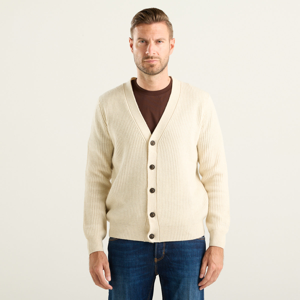 MC2 Saint Barth Herrison Cardigan Uomo Panna in Lana
