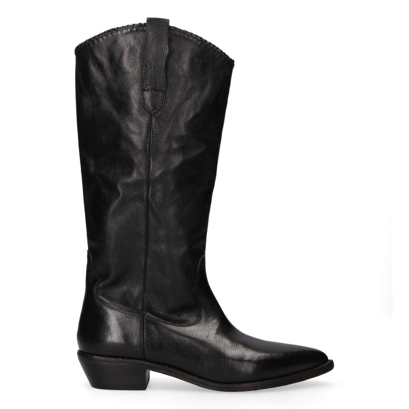 Zolfo stivale texano alto in pelle nera