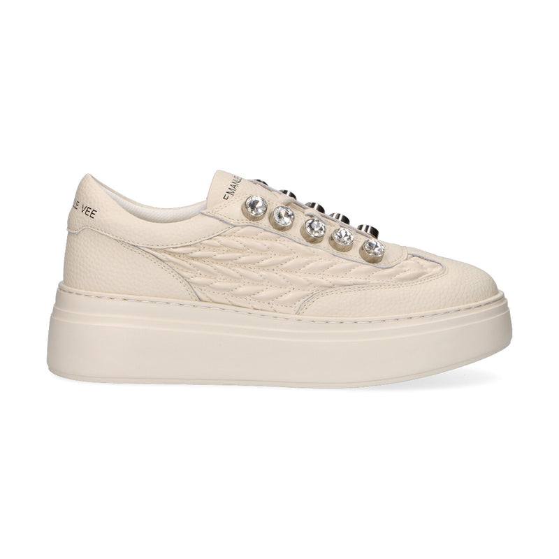 Emanuelle Vee sneaker pelle trapuntata avorio