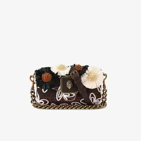 Kurt Geiger borsa a spalla mini in raffia marrone