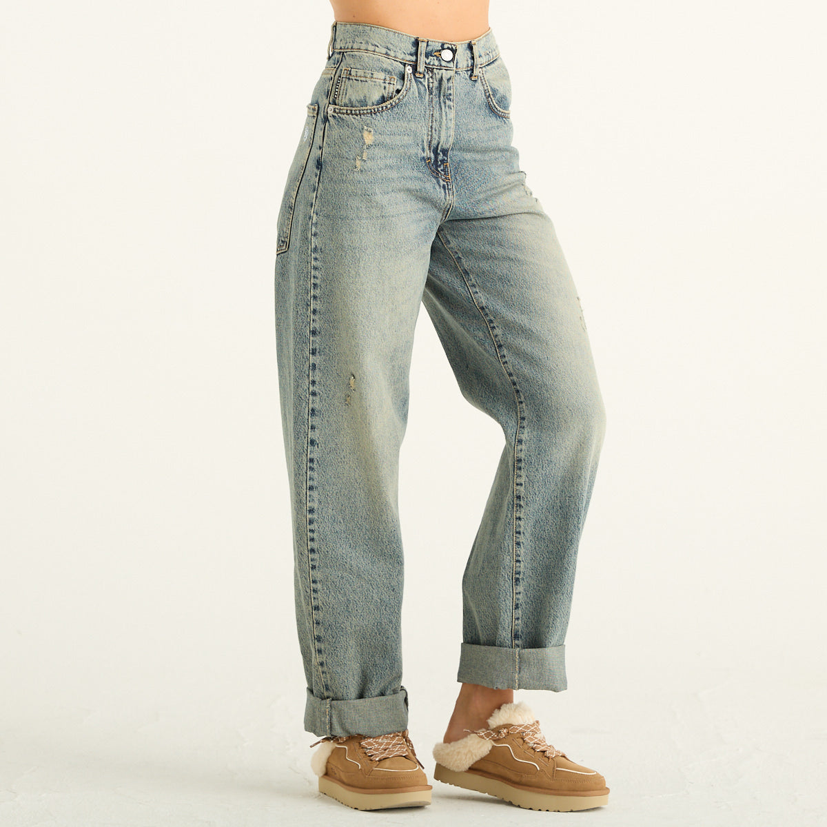 Haveone – Jeans Stella sabbiato a gamba larga