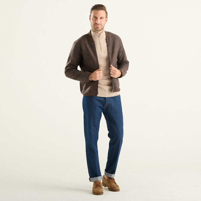 Bl’ker Vintage giacca bomber uomo Moose in lana cotta marrone scuro