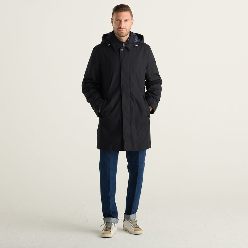 ADD Cappotto Parka Uomo Blu Navy con Cappuccio e Imbottitura in Piuma