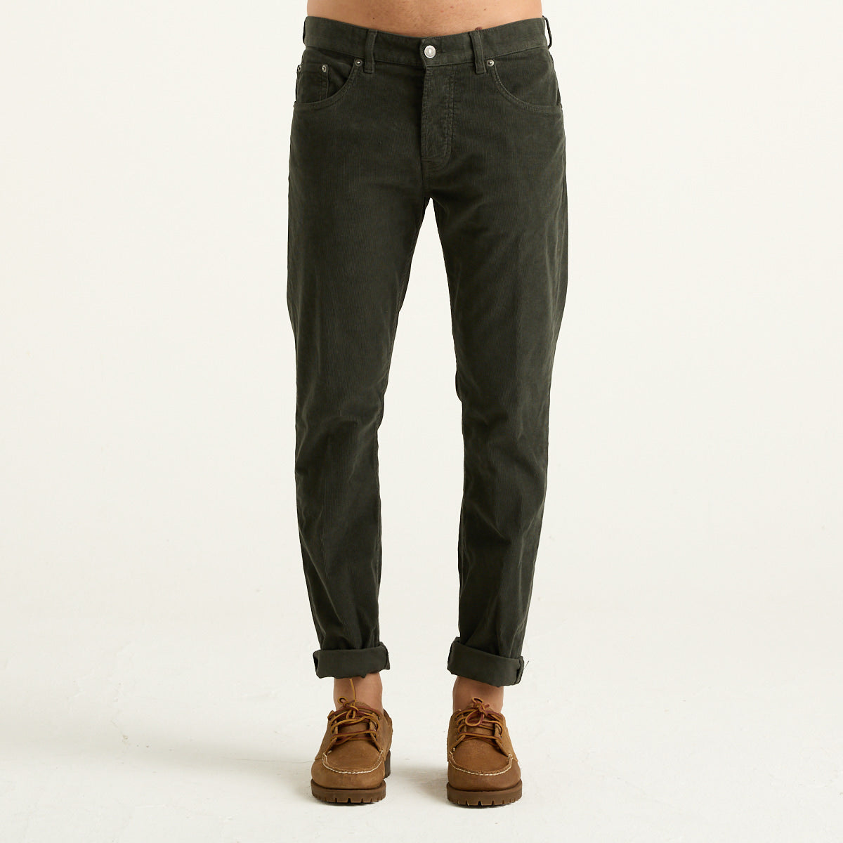 Dondup Icon Pantalone Uomo in Velluto Verde Militare