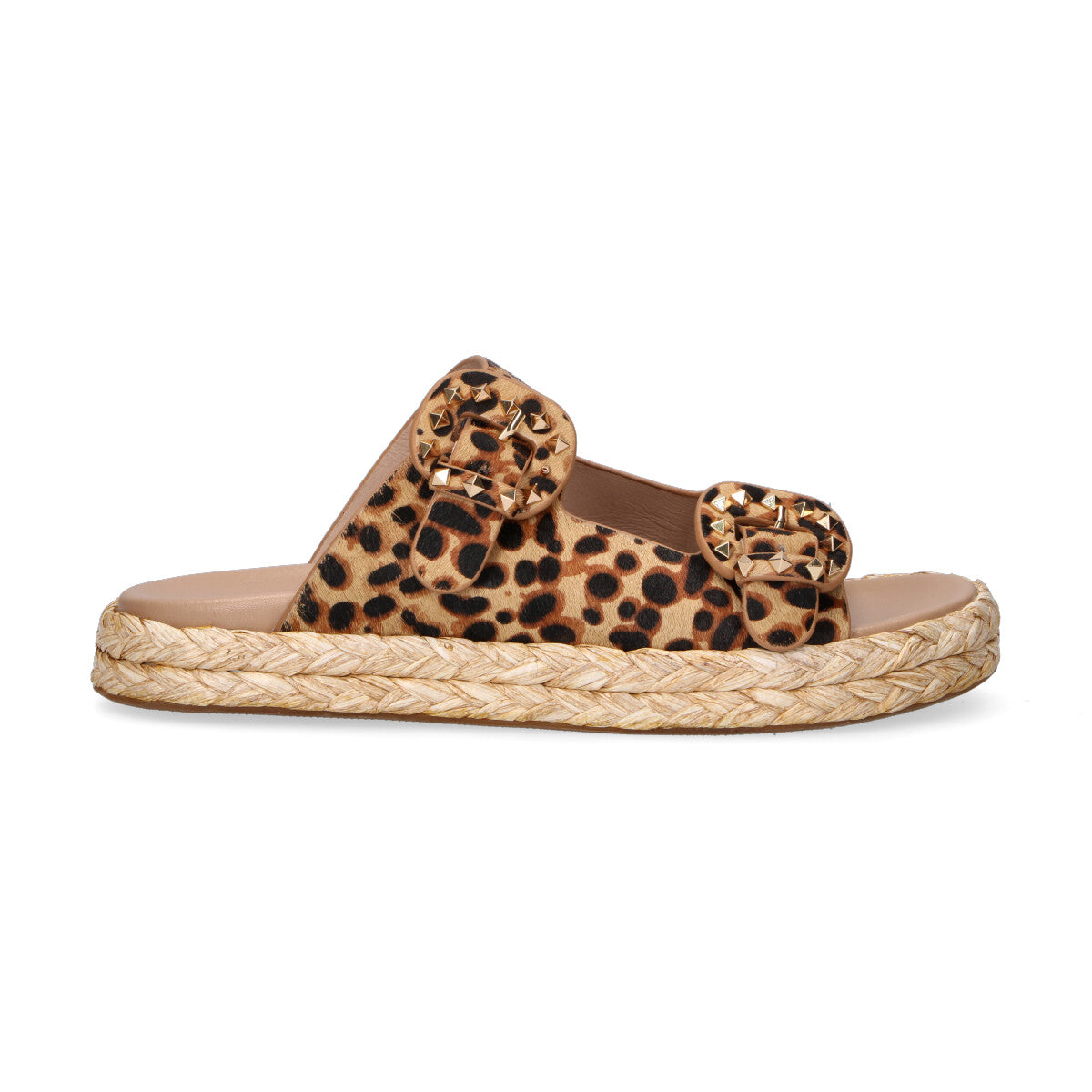 Emanuelle Vee ciabatta con fibbie in cavallino leopardato