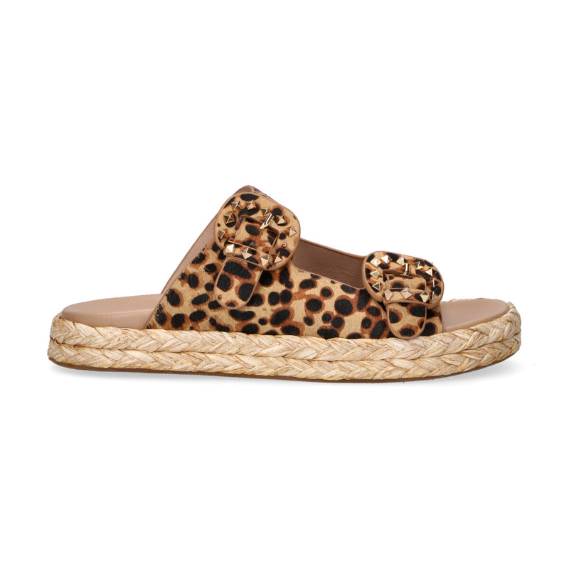Emanuelle Vee ciabatta con fibbie in cavallino leopardato
