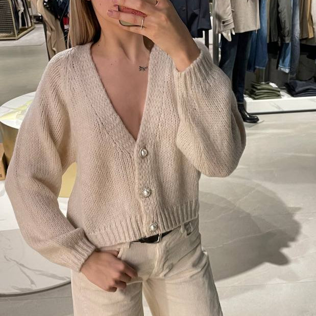 Haveone cardigan in tessuto panna