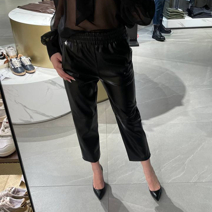 Souvenir pantalone in ecopelle nero