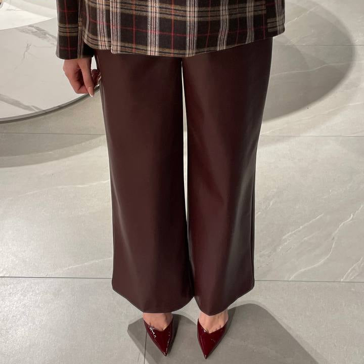 Haveone pantalone in ecopelle bordeaux