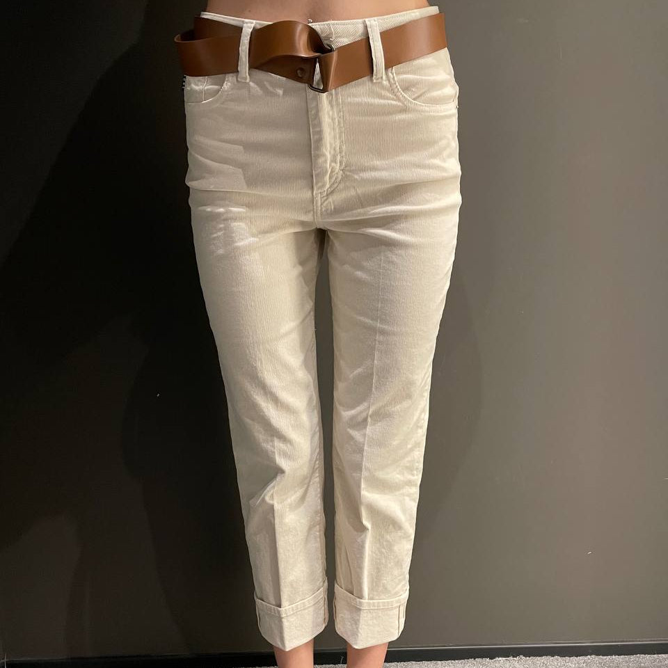 Haveone pantalone a coste in velluto panna