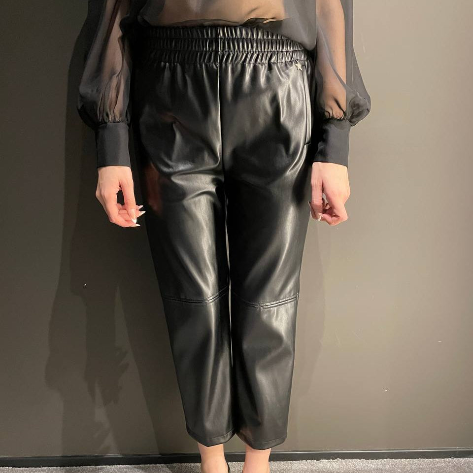Souvenir pantalone in ecopelle nero