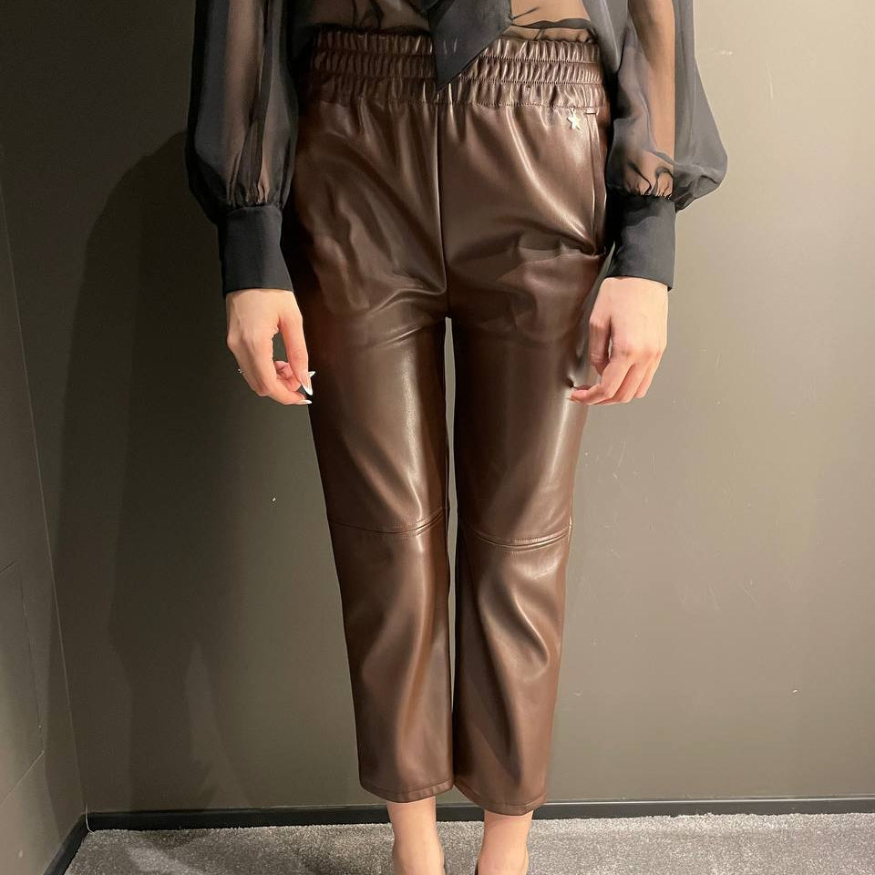 Souvenir pantalone in ecopelle marrone