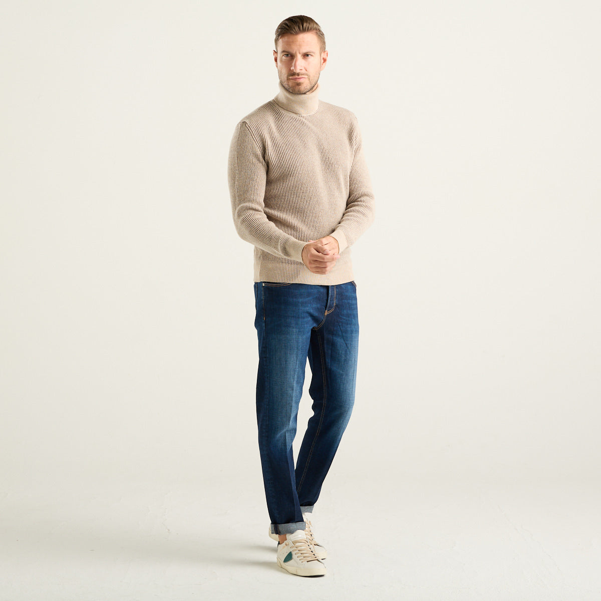 Circolo 1901 maglione dolcevita a coste beige