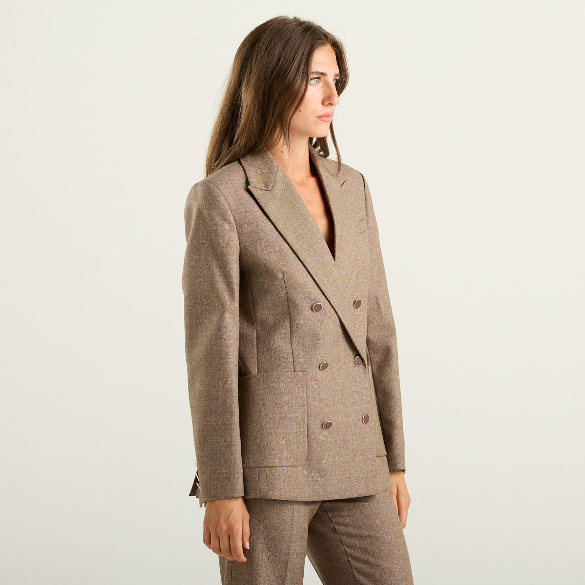 Cruna Zoe Blazer Donna Doppiopetto in Lana Cioccolato