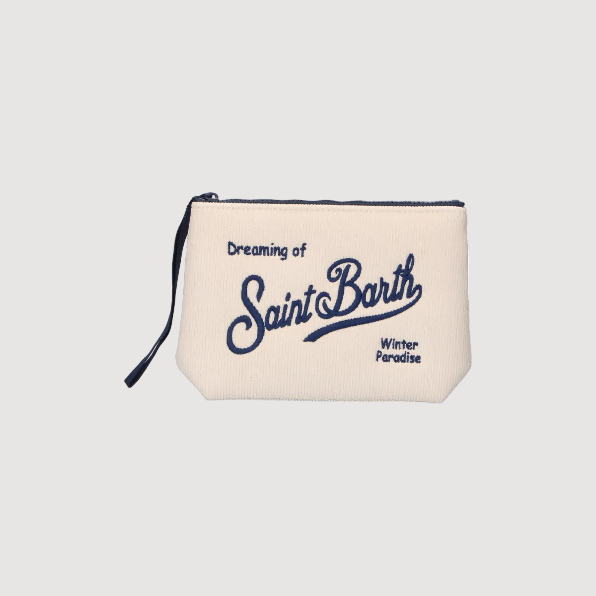 Mc2 Saint Barth pochette Aline in Corduroy panna e blu