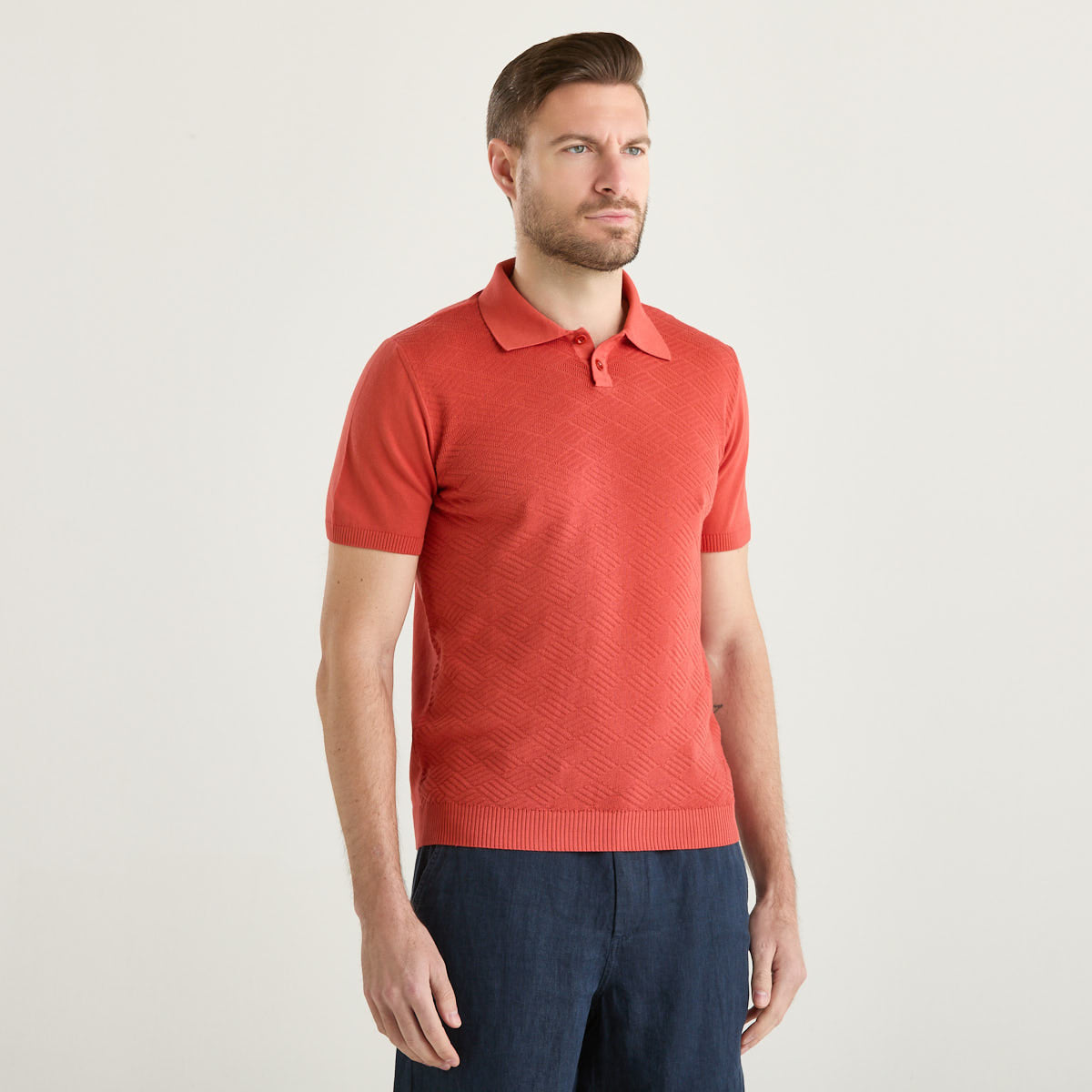 Wool & Co polo operata in tessuto mattone