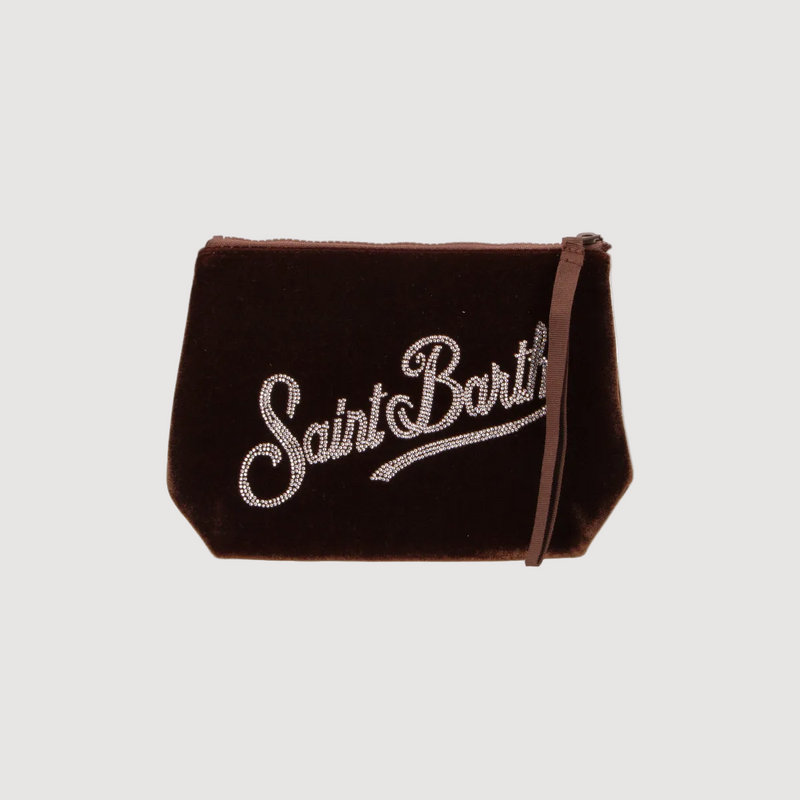 Mc2 Saint Barth pochette Aline Velvet Strass marrone
