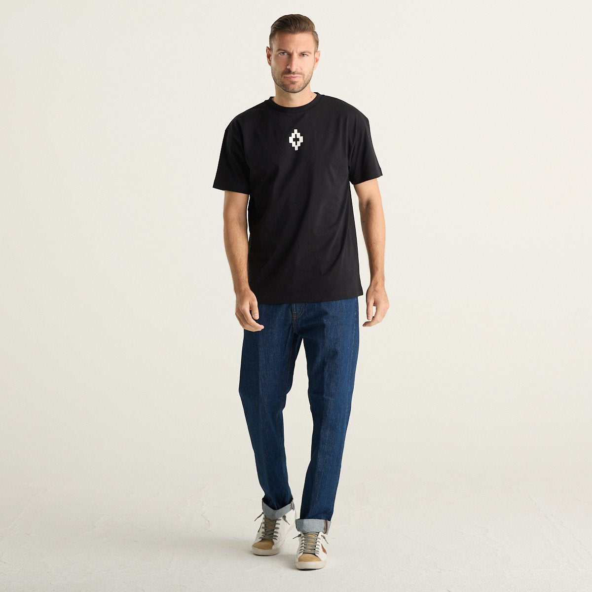 County of Milan T-Shirt Uomo Nera con Logo Bianco TH012-110