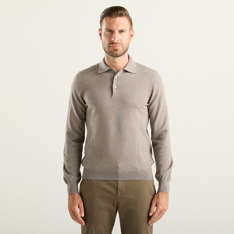 Gran Sasso polo in lana merinos extra fine tortora