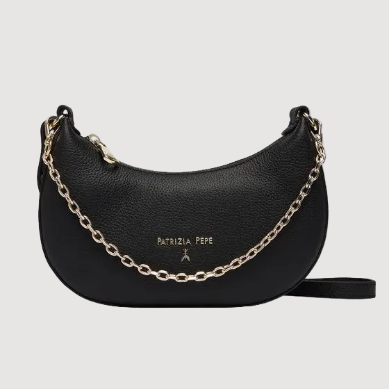 Patrizia Pepe borsa con logo in pelle nera