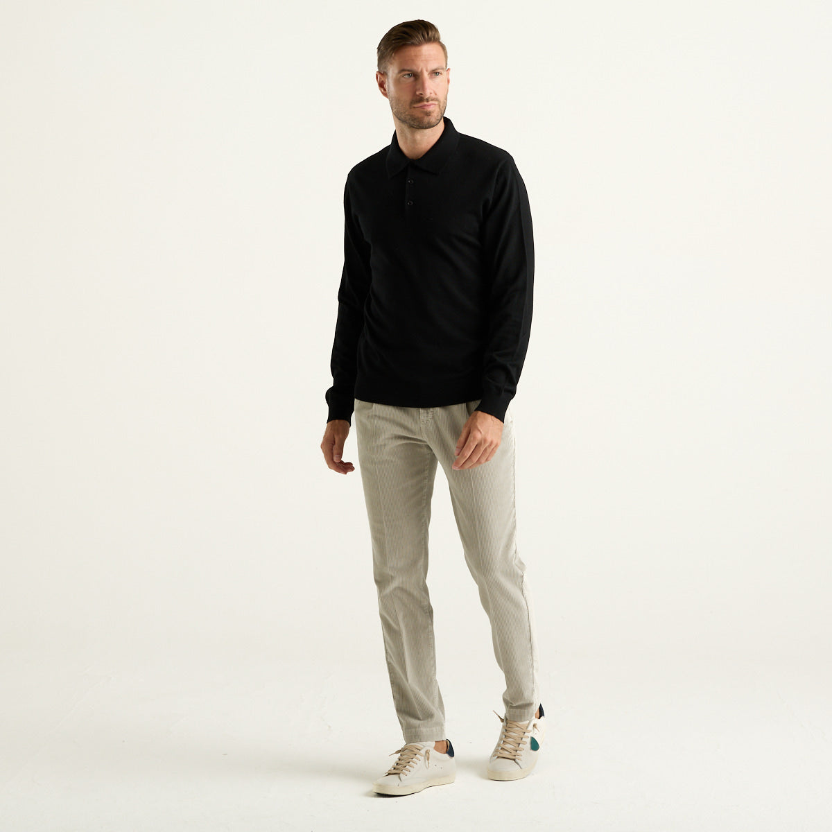 Cruna Saint Germain Polo Uomo Nera in Lana Merino