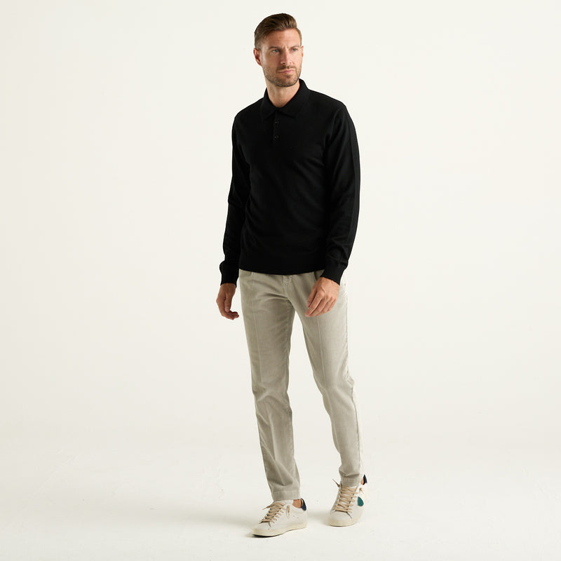 Cruna Saint Germain Polo Uomo Nera in Lana Merino
