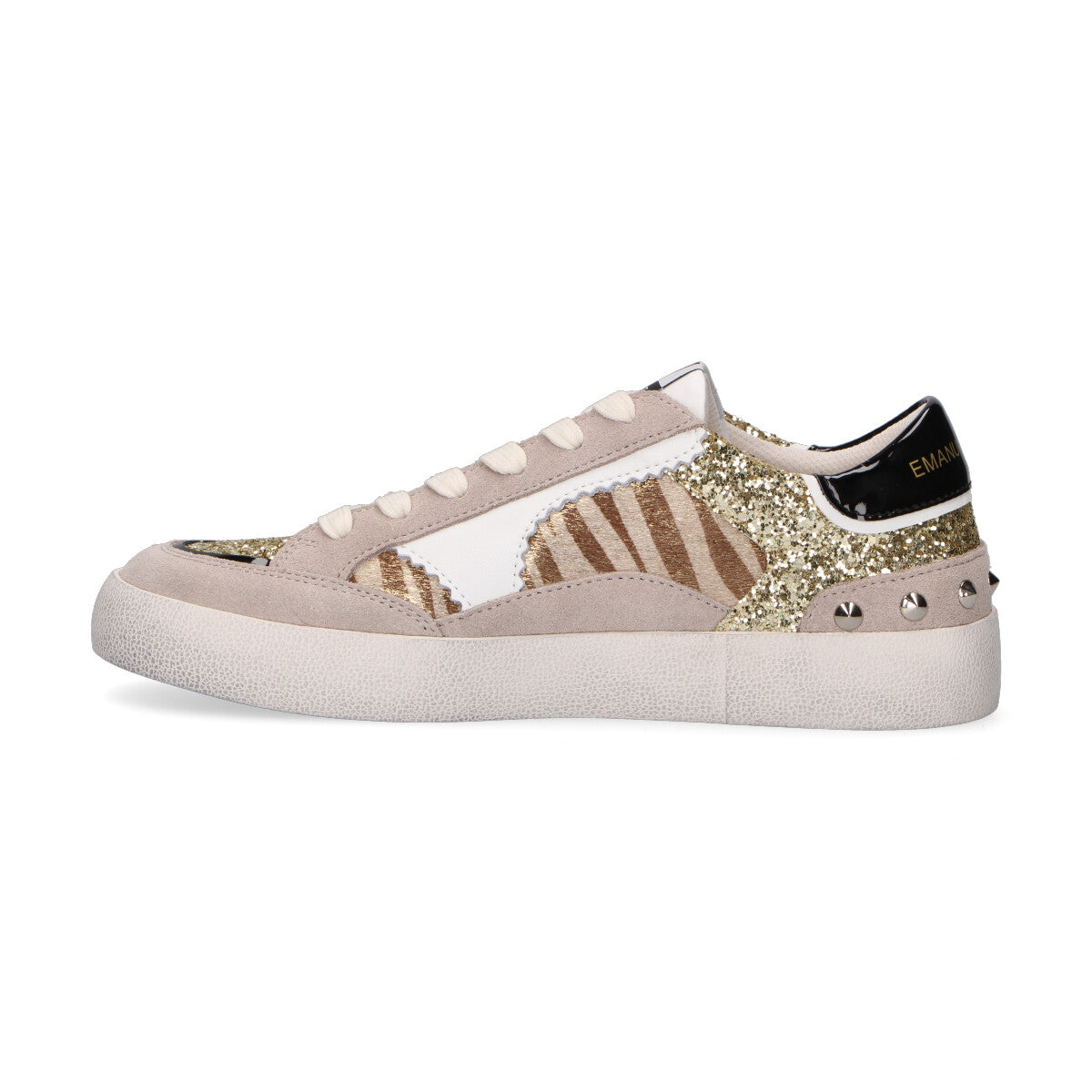 Emanuelle Vee sneakers in cavallino e glitter oro