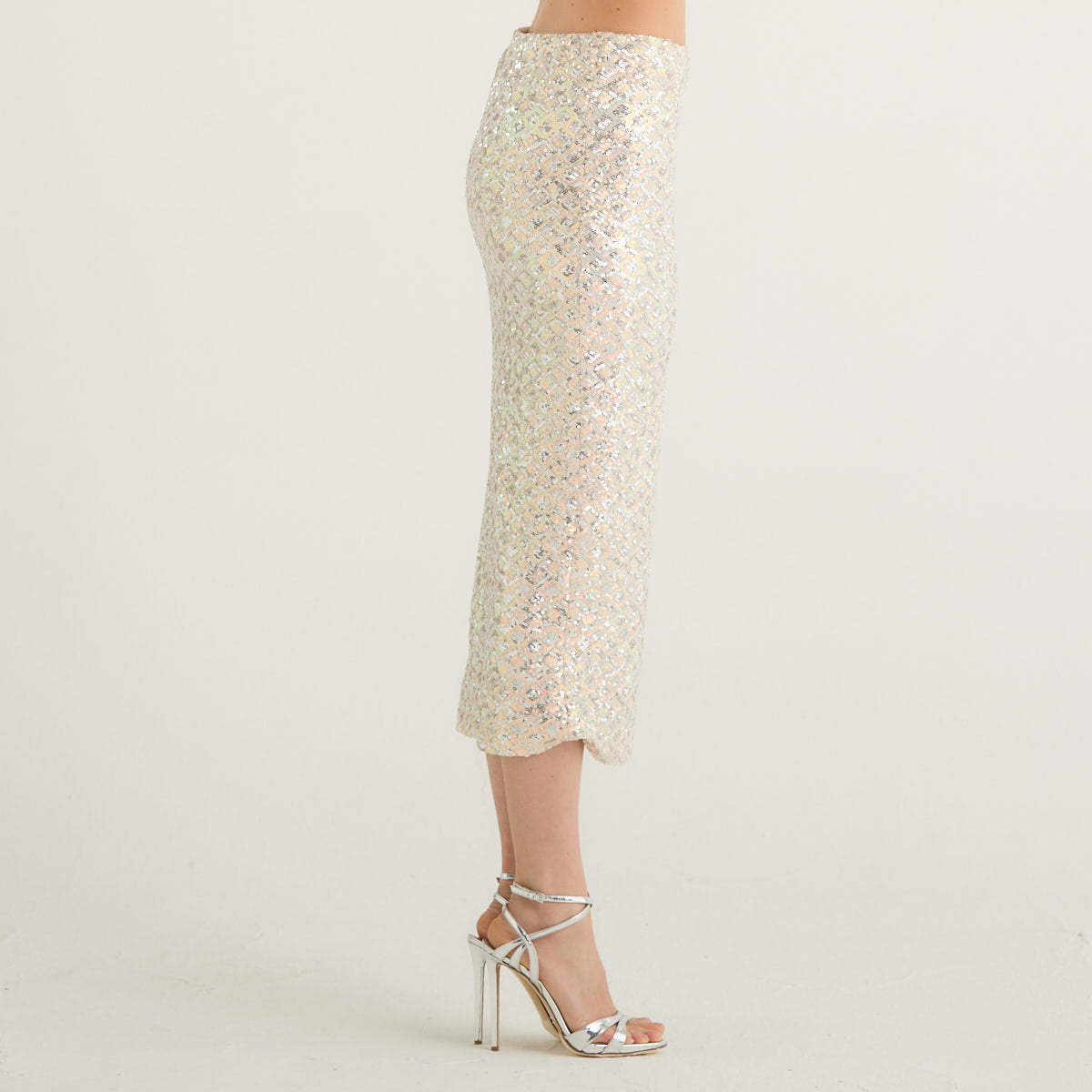 Actualee gonna longuette con spacco in paillettes