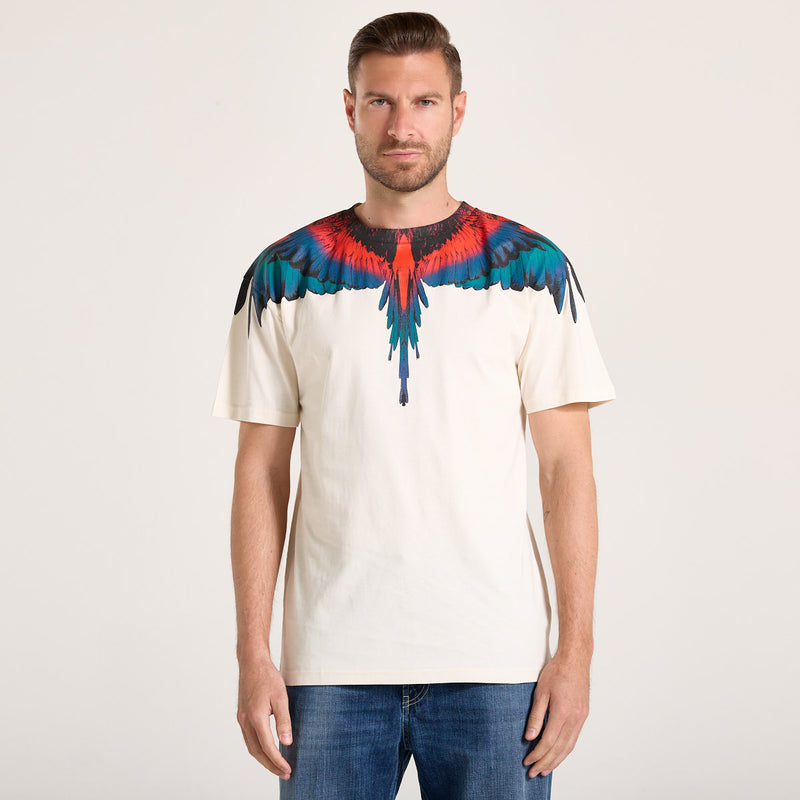Marcelo Burlon t-shirt girocollo stampata panna