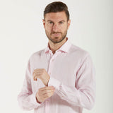 Xacus camicia taylor fit lino rosa