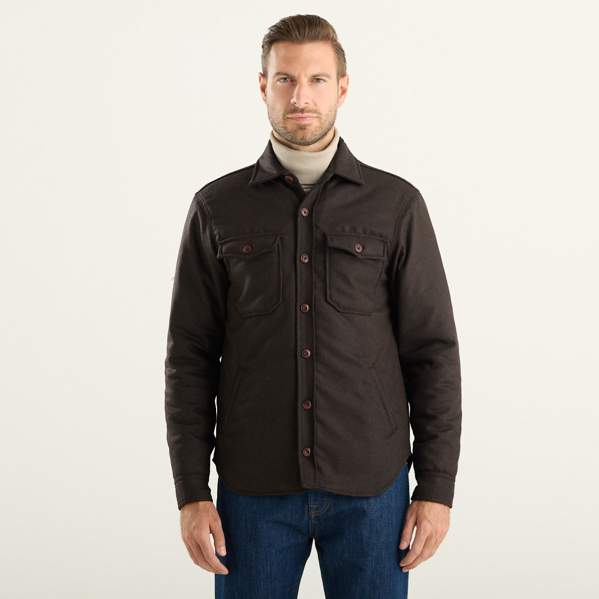 Bl’ker giacca-camicia uomo marrone imbottita W5003-B