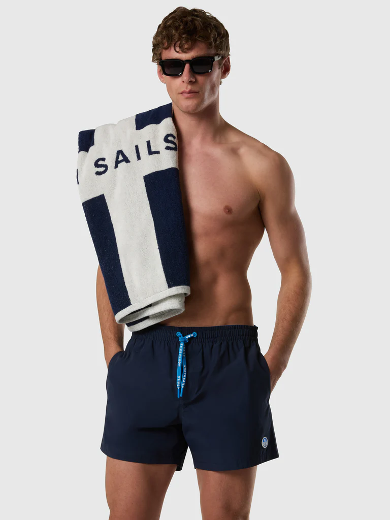 North Sails Telo mare con logo righe bianco blu
