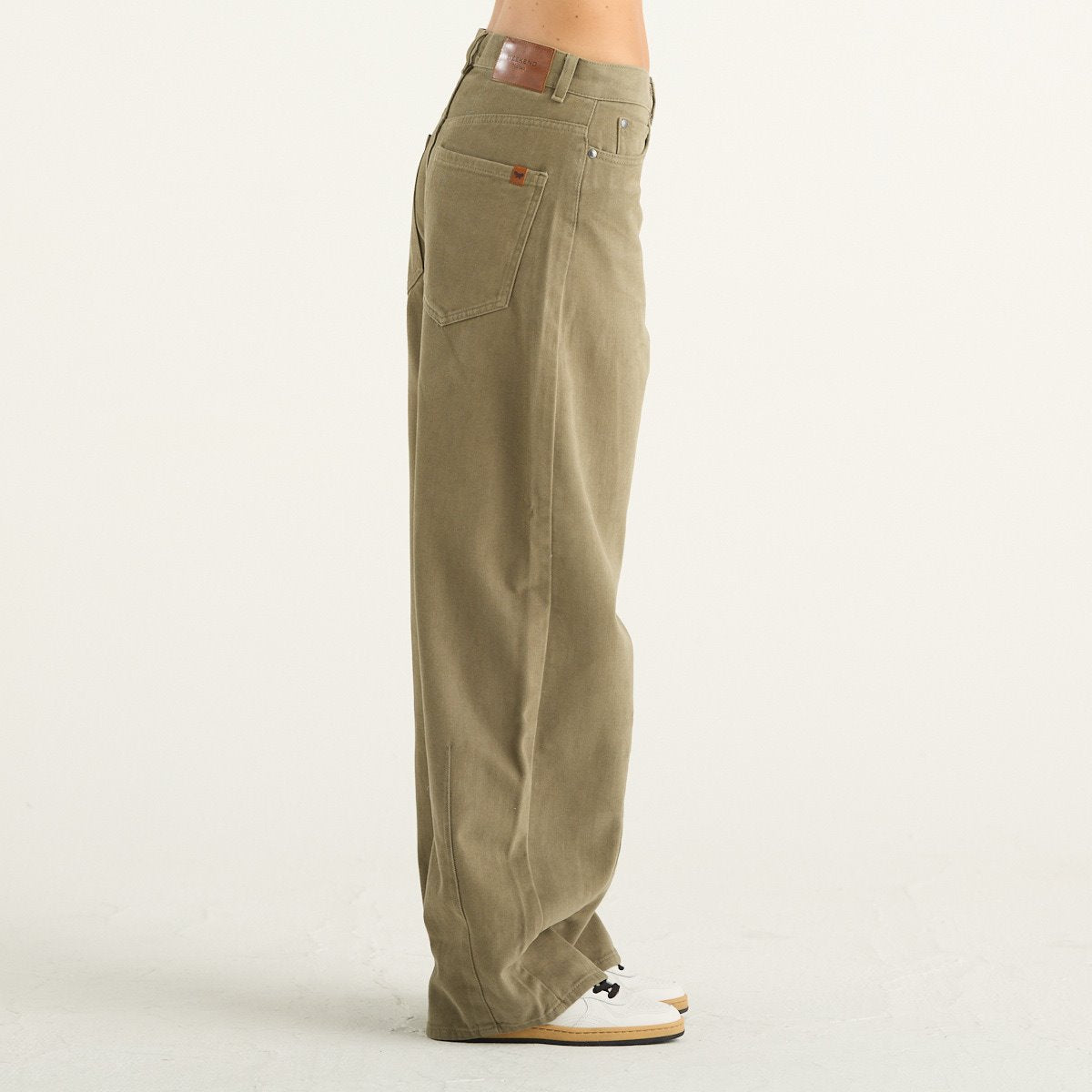 Weekend Max Mara pantaloni donna Ordine in cotone kaki a gamba larga