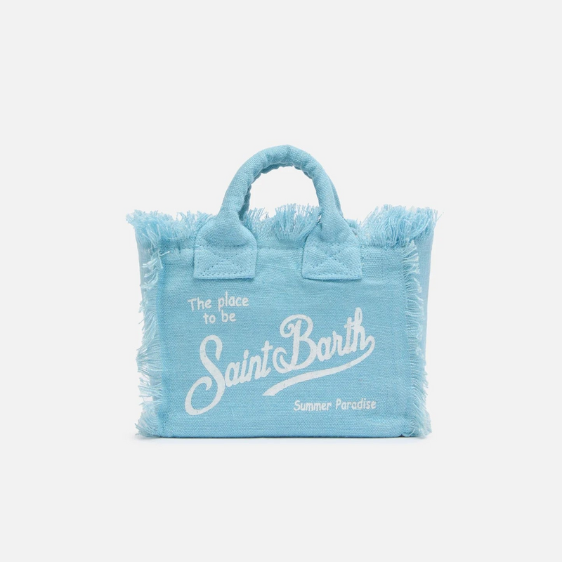 Mc2 Saint Barth borsa Vanity mini in lino azzurra