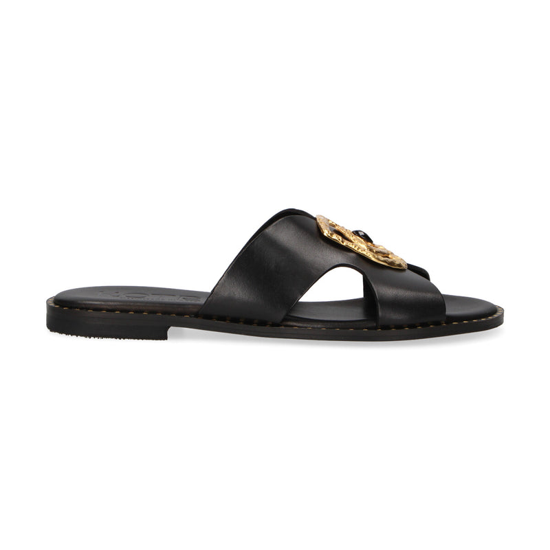 Kotris ciabatta con accessorio in pelle nera